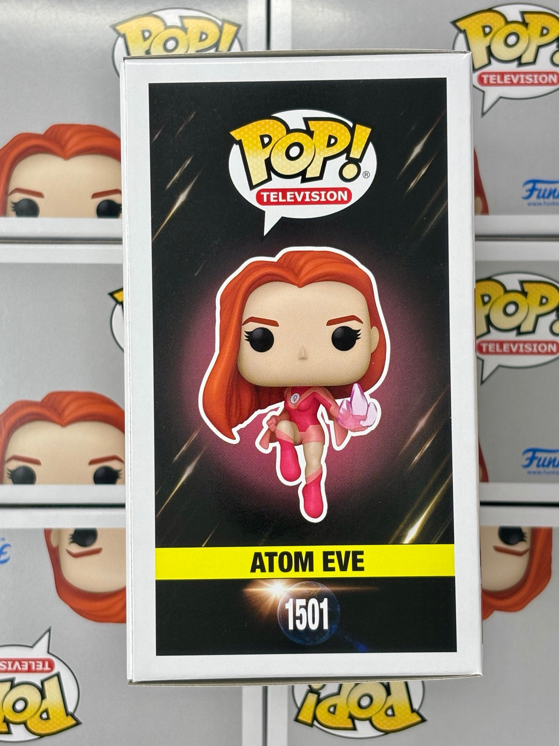 Funko Pop Atom Eve #1501 – Illustrated side of box – Rock Box Toys photo