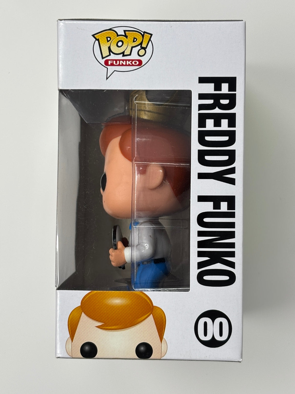 Freddy Funko #00 blue bow tie – actual box window side