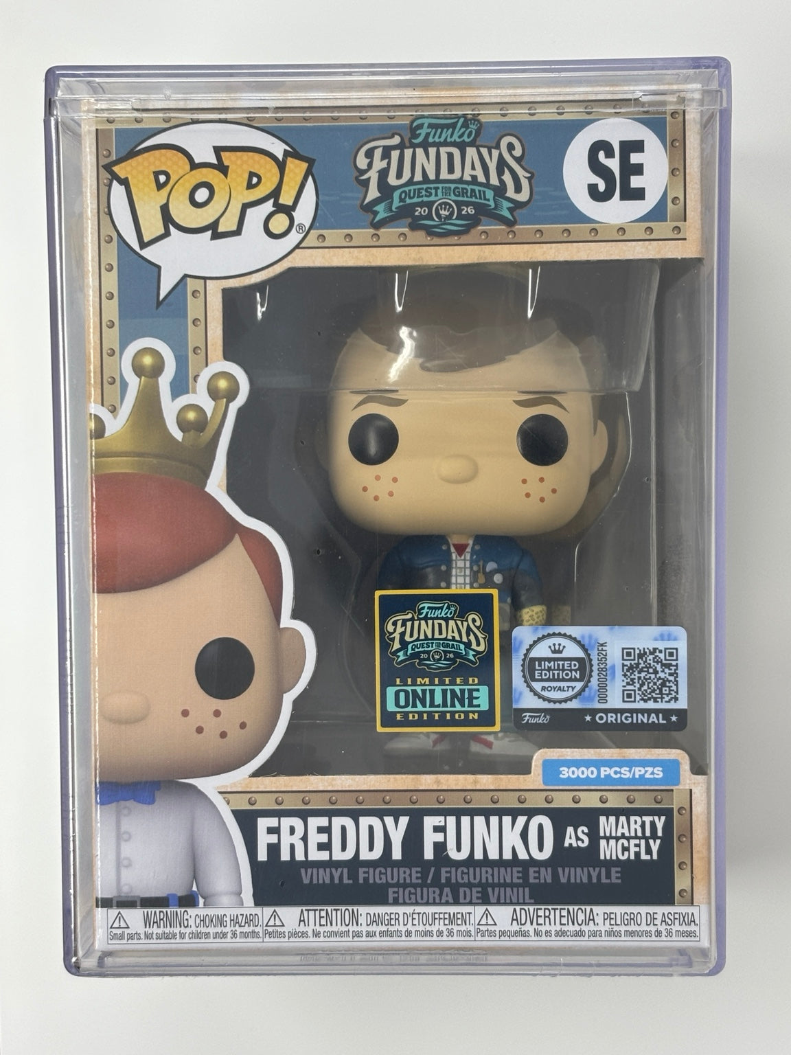 Freddy Funko as Marty McFly SE – front of box in hard stack