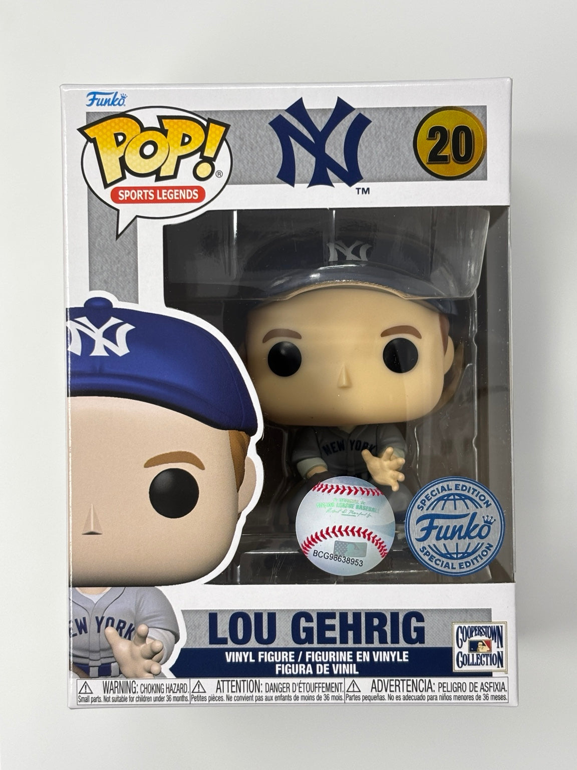 Lou Gehrig Alternate Uniform #20 Funko Pop Special Edition boxed front photo