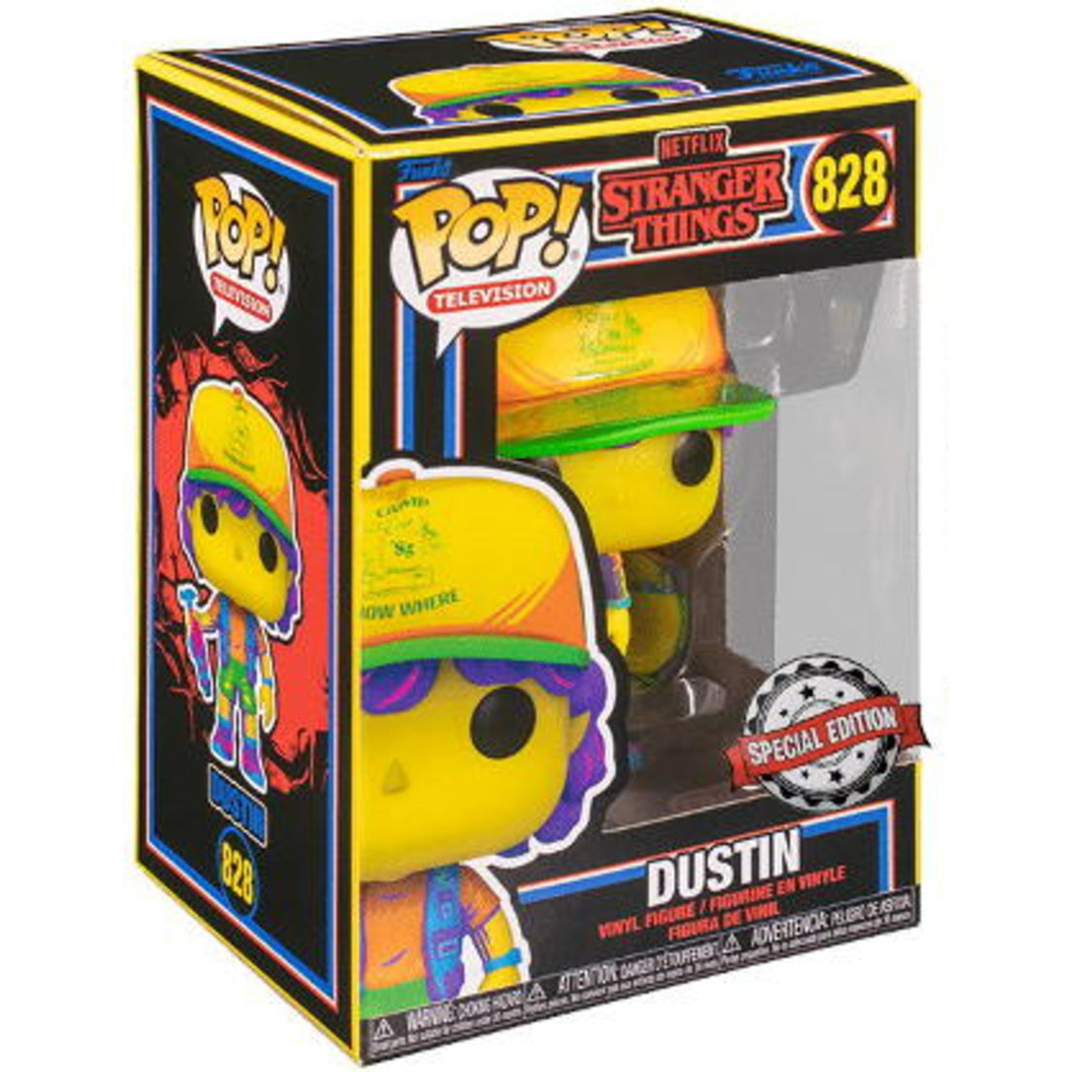 Funko Pop Dustin Black Light #828 boxed