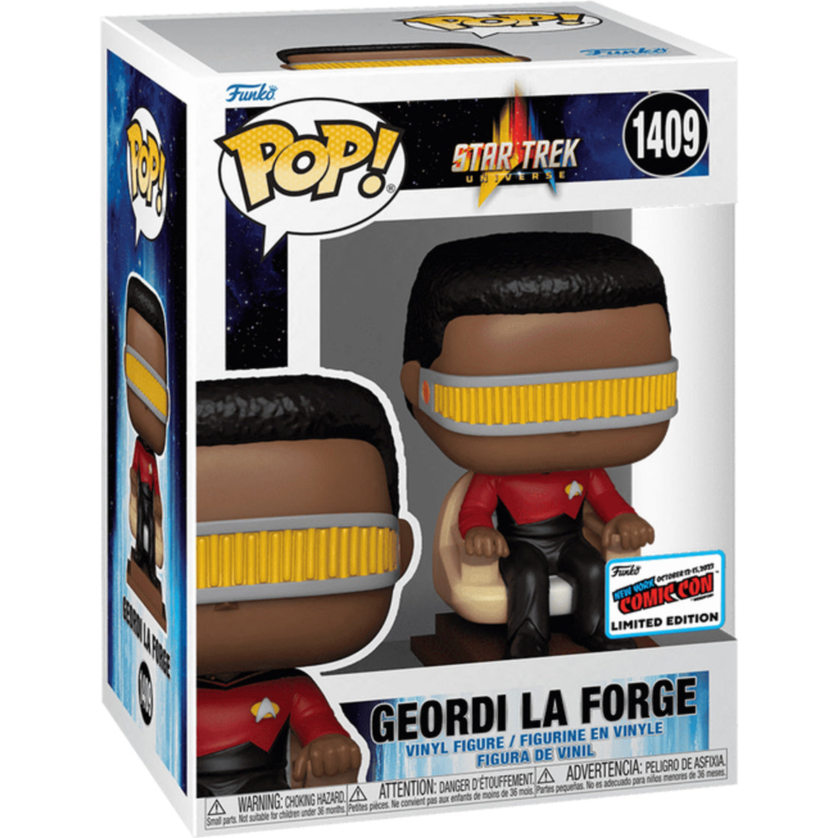 Funko Pop Geordi La Forge Captain's Chair #1409 – Star Trek boxed