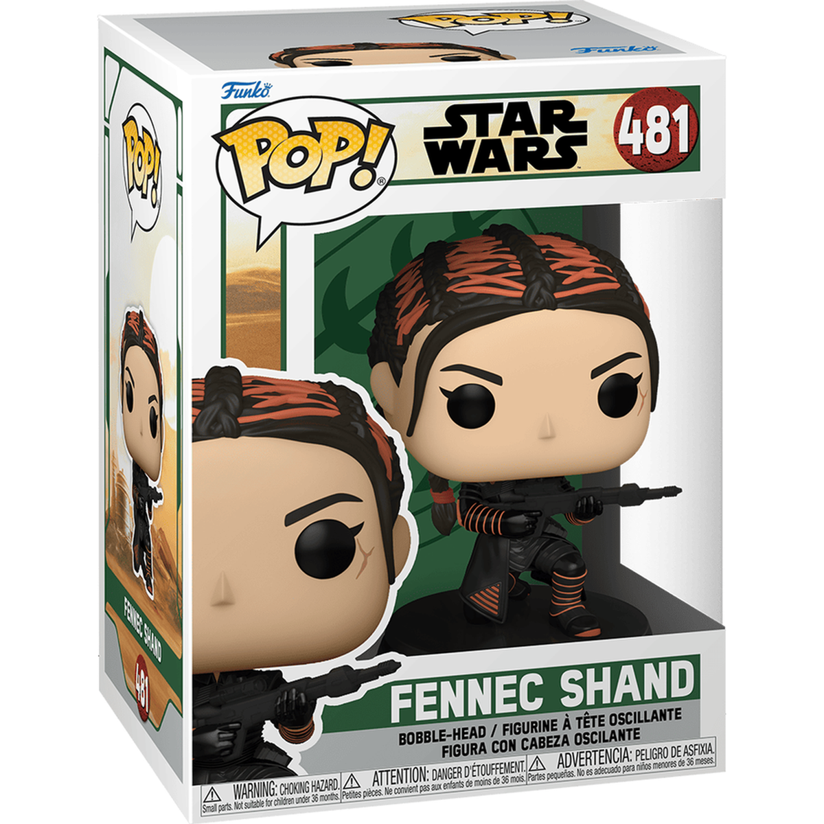 Funko Pop Fennec Shand #481 – Star Wars – boxed stock render