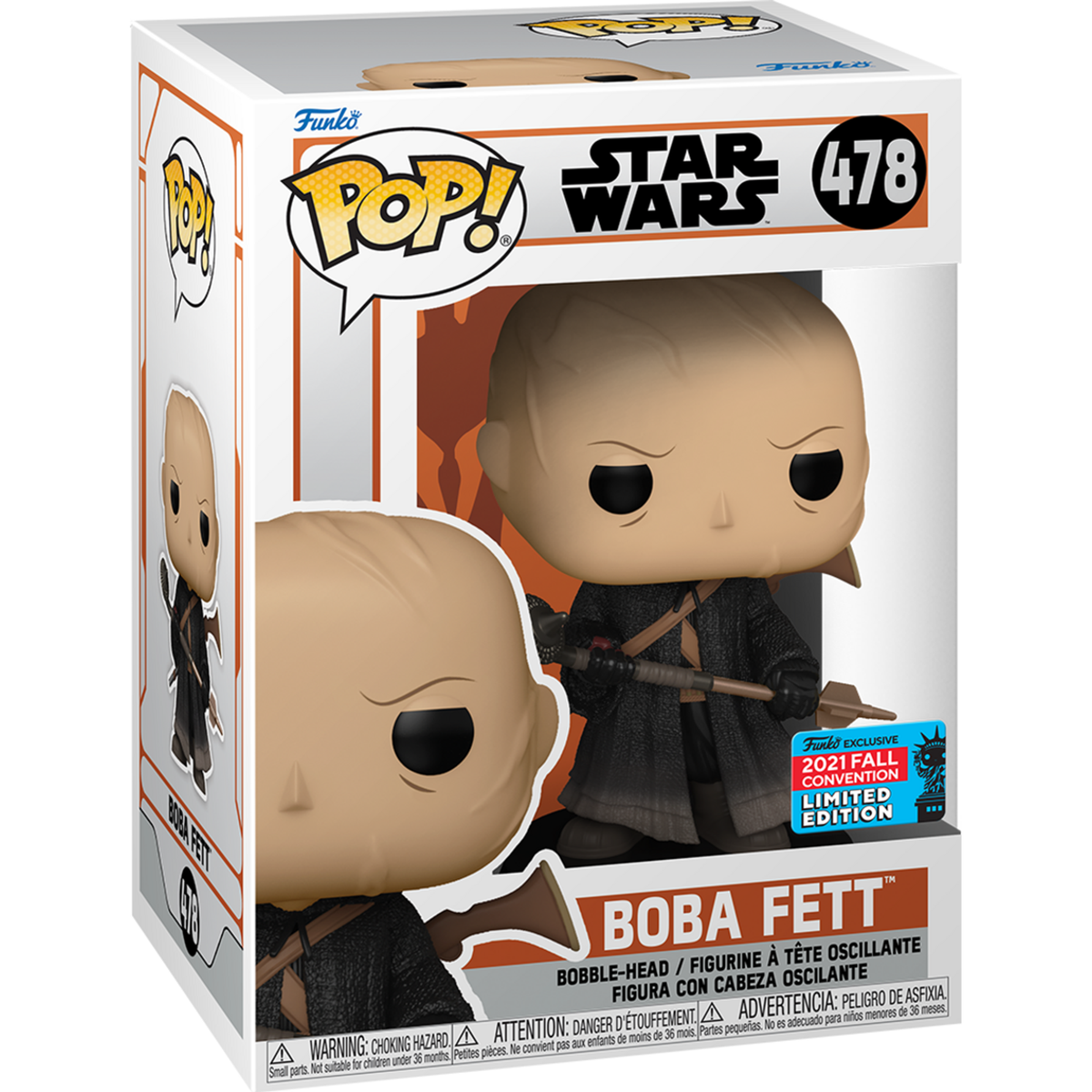 Funko Pop Boba Fett Unmasked #478 2021 Fall Convention boxed