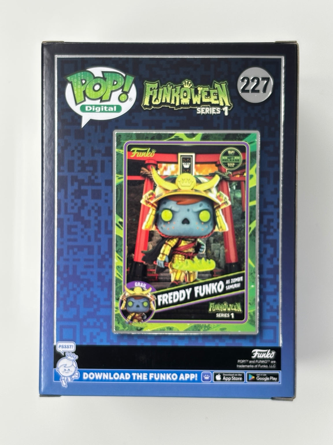 Freddy Funko Zombie Samurai Glow #227 actual box – back