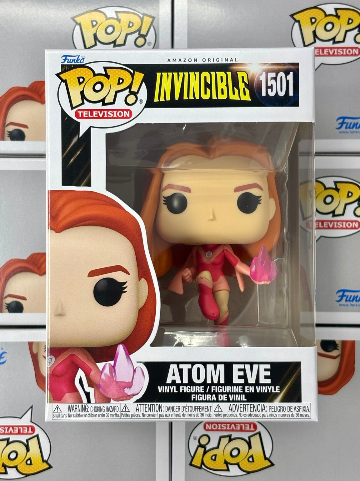 Funko Pop Atom Eve #1501 – Front of box – Rock Box Toys photo