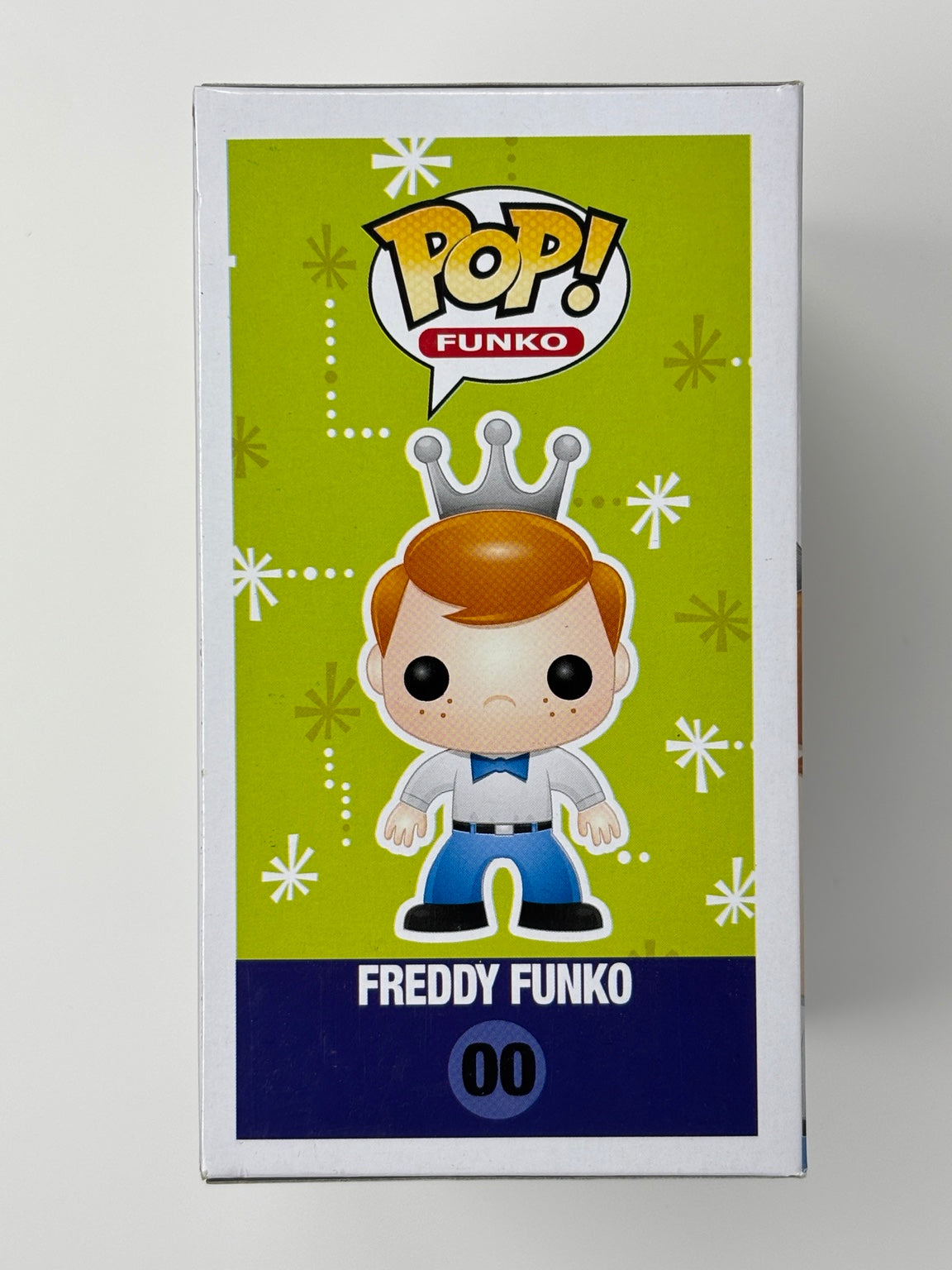 Freddy Funko #00 blue bow tie – actual box illustrated side