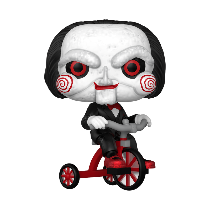 Funko Pop Plus Billy the Puppet #1824 on tricycle vinyl figure