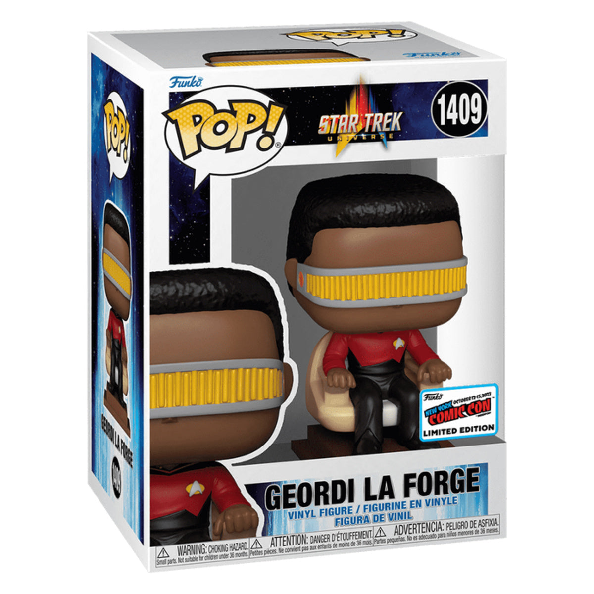 Funko Pop Geordi La Forge Captain's Chair #1409 – Star Trek boxed