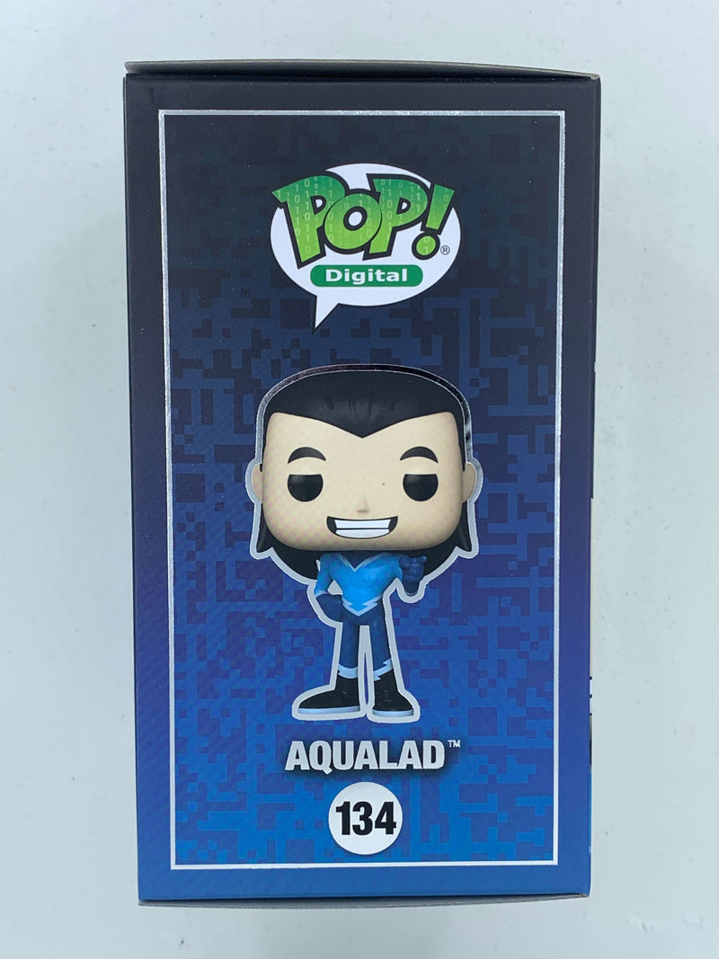 Aqualad Teen Titans Go NFT Digital Funko Pop! 134 Limited Edition 1800 Pieces - Collectible action figure in branded packaging with digital branding.