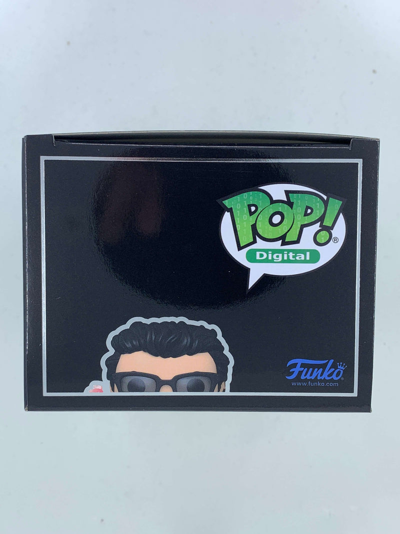 Detailed Funko Pop! NFT Digital Dr Ian Malcolm figure with flare from Jurassic Park, limited to 1900 pieces
