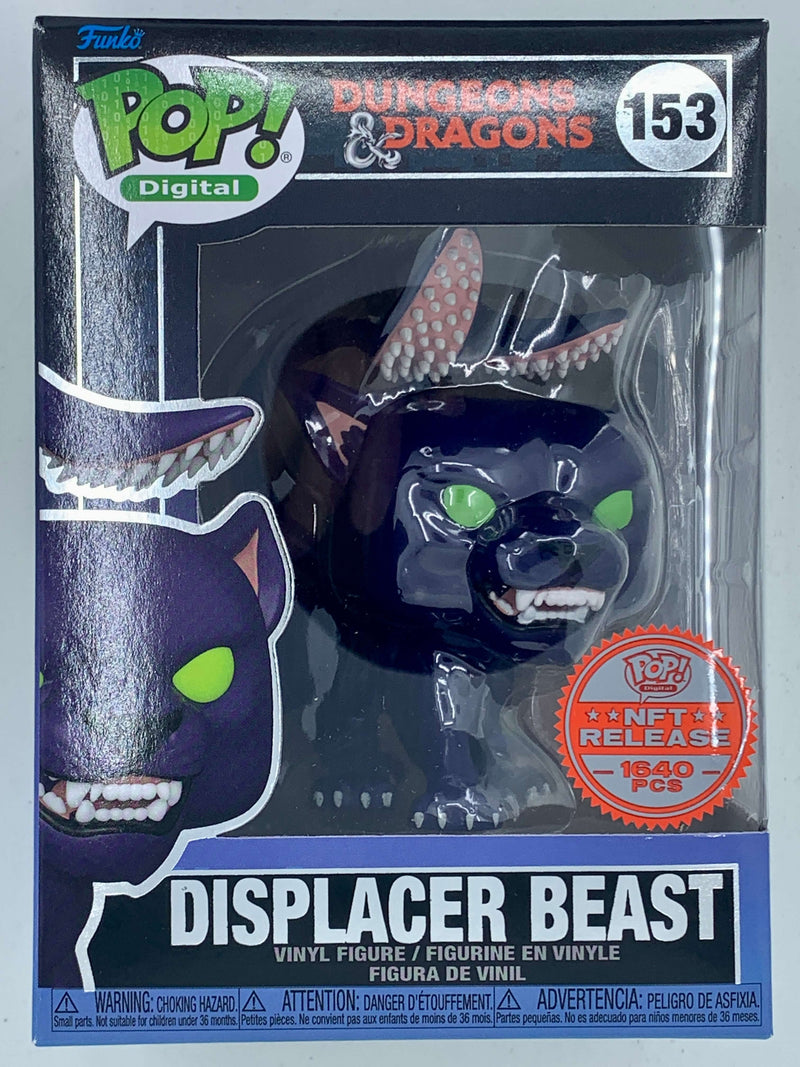 Displacer Beast Dungeons & Dragons Digital Funko Pop! 153 LE 1640 Pieces - Detailed figurine of a monstrous creature with green eyes and tentacle-like appendages, enclosed in a protective display case.