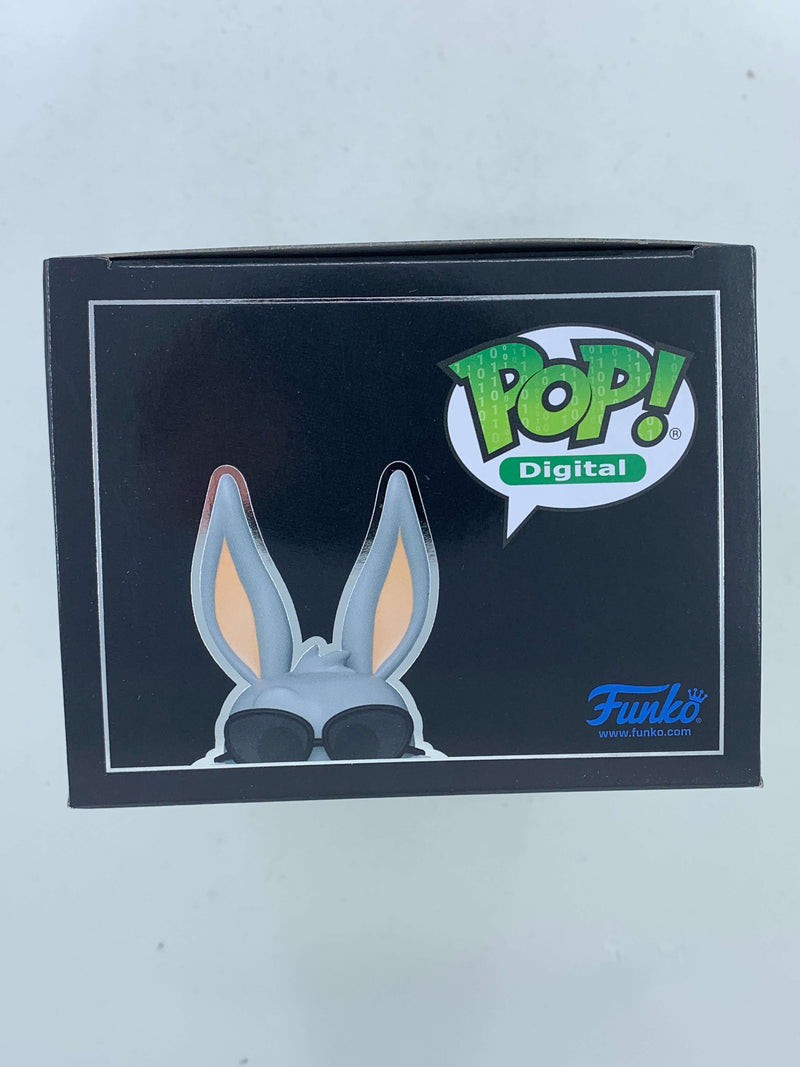 Iconic Bugs Bunny as Morpheus NFT Digital Funko Pop! figure, limited edition of 1300 pieces, displayed in sleek black packaging.