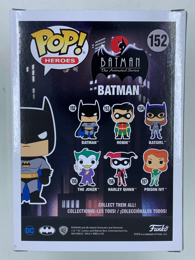 Vibrant Funko Pop! figurines of Batman animated series characters, including Batman, Robin, and The Joker, displayed in an NFT Digital-themed product packaging.