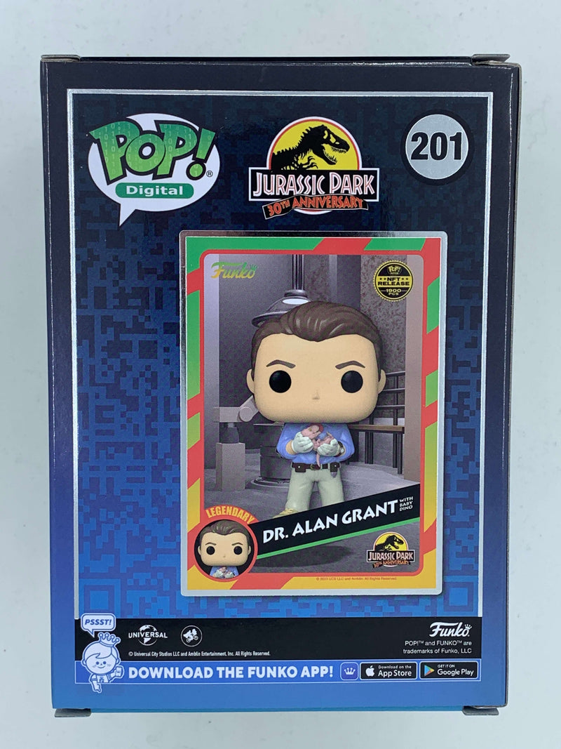 Digital Funko Pop! Dr. Alan Grant with Baby Dino from Jurassic Park, limited edition NFT collectible