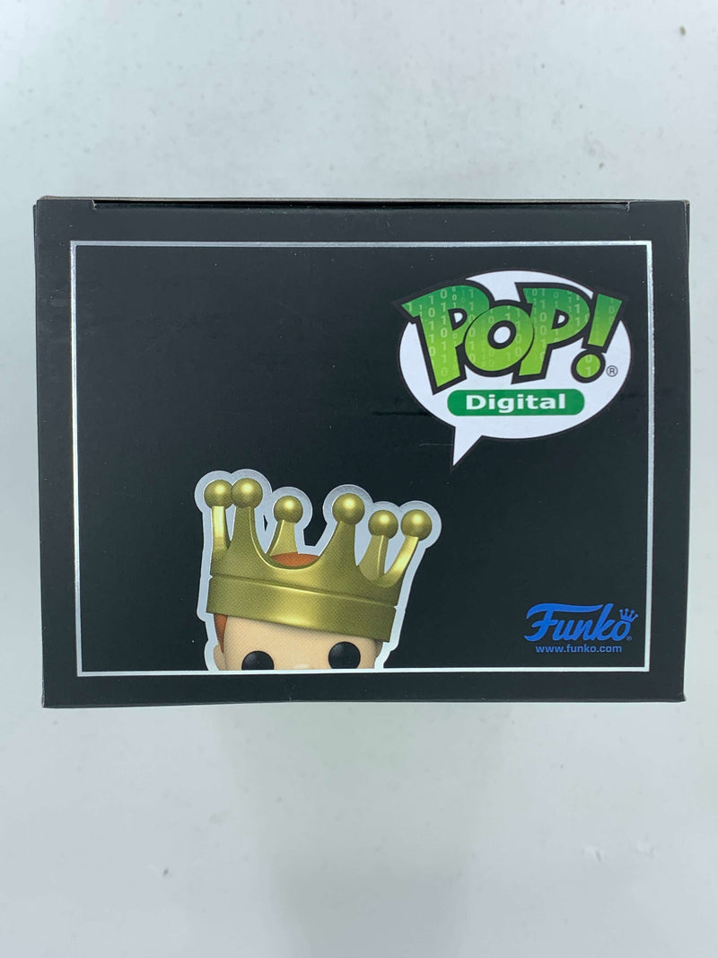 Limited edition Baby Freddy April Fools NFT Digital Funko Pop! figure with crown in product display.