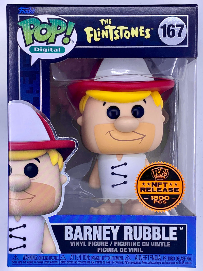 Barney Rubble Flintstones NFT Digital Funko Pop! figure, limited edition of 1800 pieces, presented in a vibrant packaging showcasing the iconic Flintstones character.