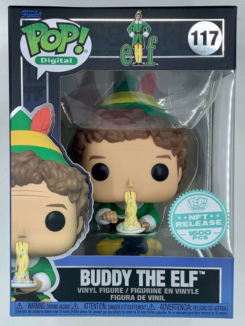 Buddy the Elf Digital Funko Pop! 117 Limited Edition Collectible Figure, Featuring the iconic character from the beloved holiday film in stylized vinyl figure form.
