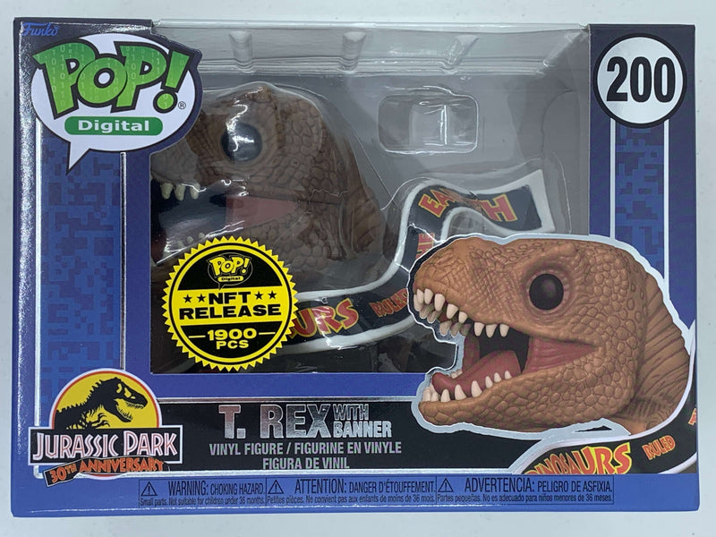 T Rex with Banner Jurassic Park Digital Funko Pop! 200 LE 1900 Pieces