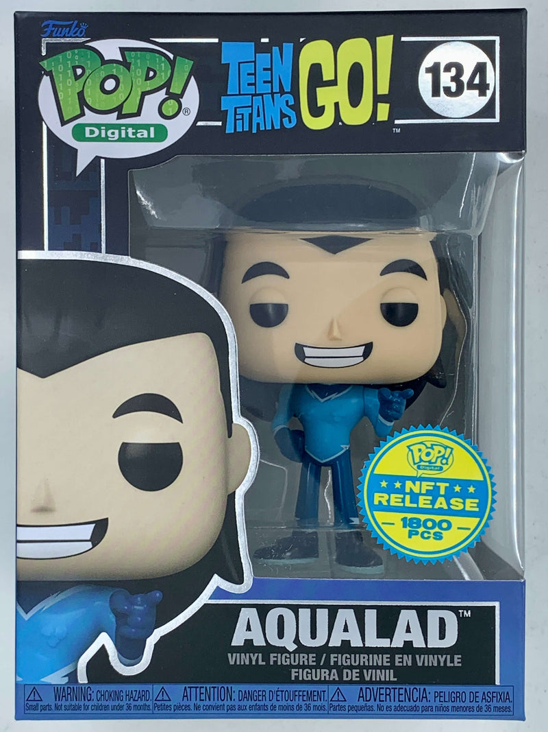 Aqualad Teen Titans Go Digital Funko Pop! 134 Limited Edition 1800 Pieces, an NFT digital collectible figure shown in the image.