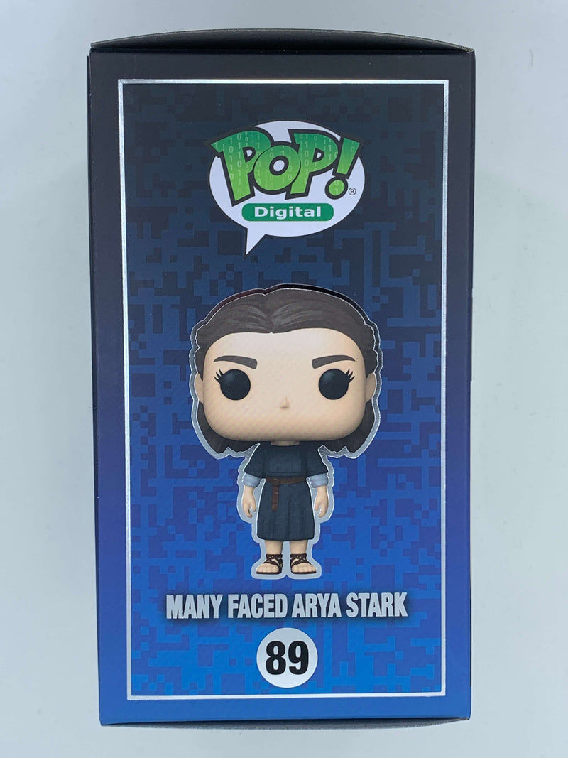 Stylized digital collectible figure of Arya Stark from Game of Thrones, featuring her distinctive facial features and attire, in a limited edition of 2700 pieces.