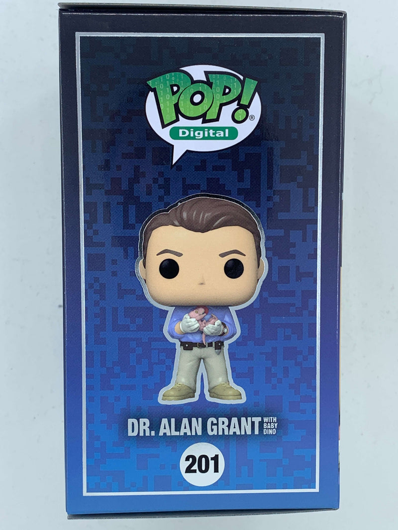 Collectible Dr. Alan Grant Baby Dino Jurassic Park NFT Digital Funko Pop! figure with a limited edition of 1900 pieces.
