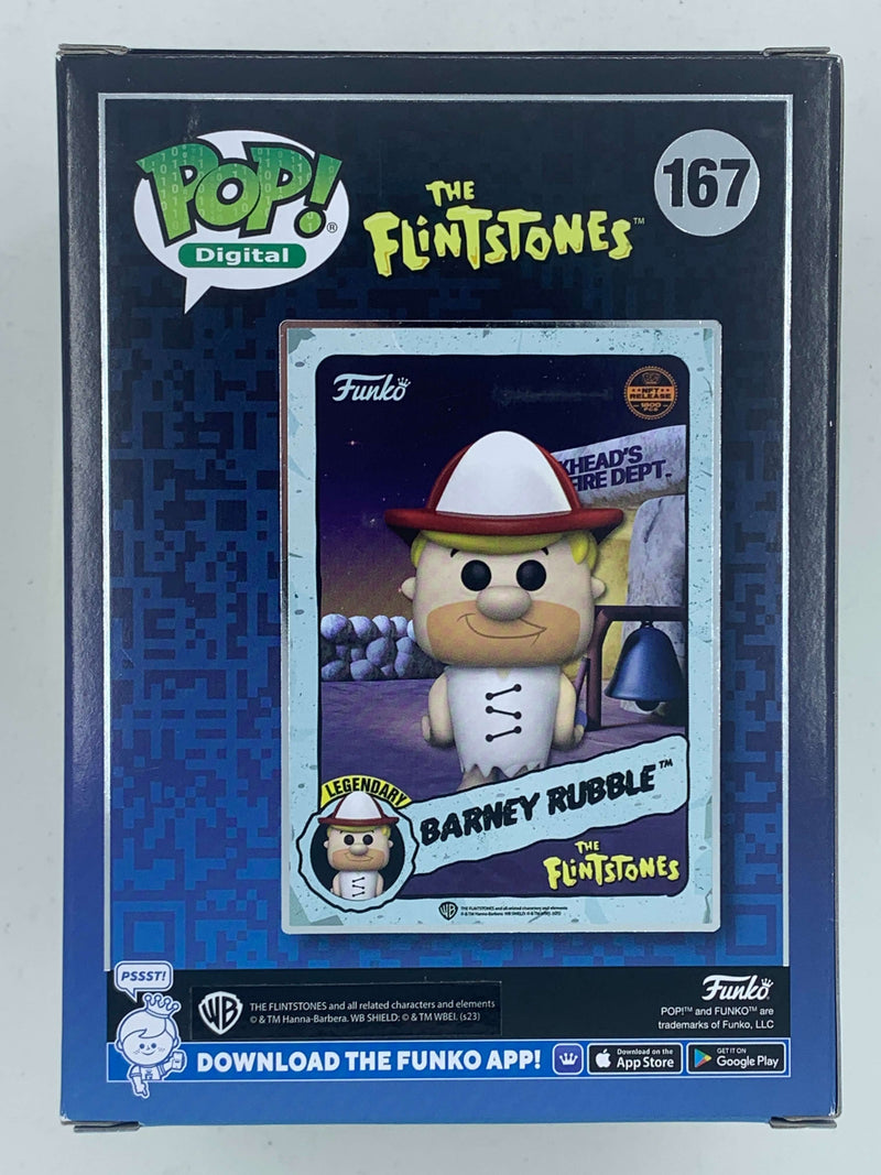 Barney Rubble Flintstones Digital Funko Pop! 167 LE 1800 PCS NFT Digital collectible toy figure displayed in packaging.