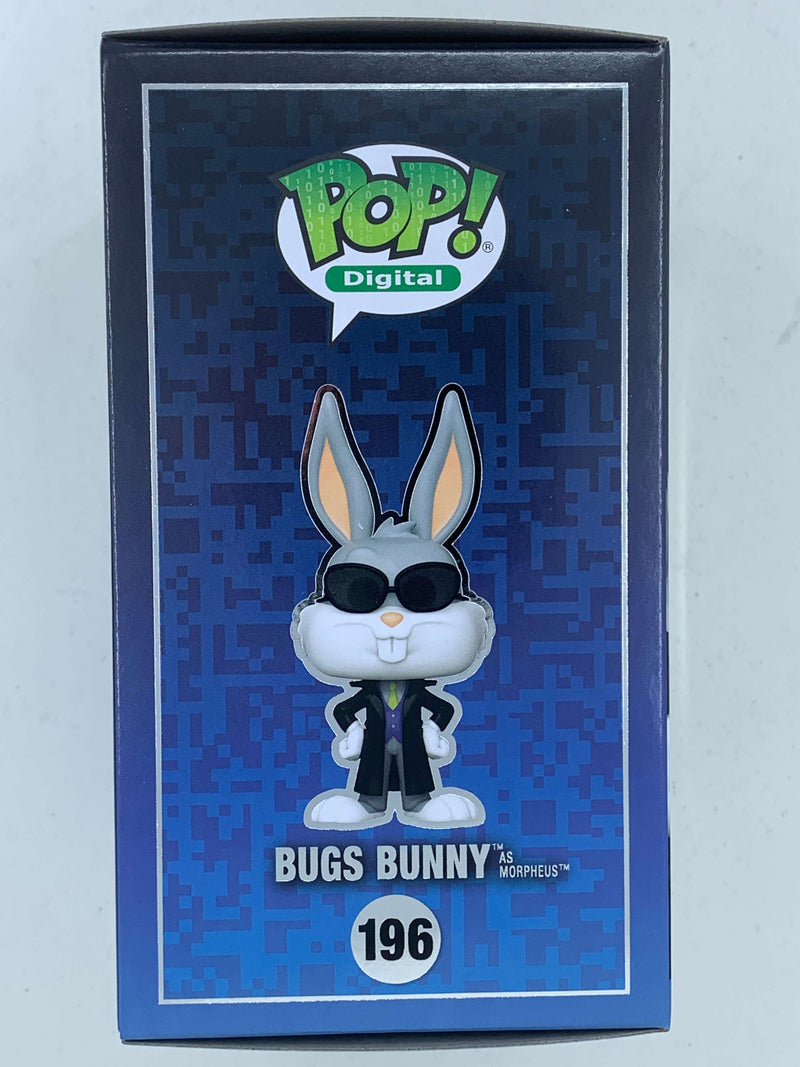 Bugs Bunny as Morpheus Digital Funko Pop! 196 LE 1300 Pieces - limited edition NFT digital collectible figure displayed on a vibrant blue background with the "Pop! Digital" logo.