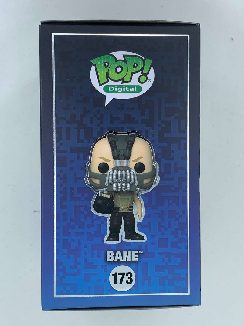 Iconic Bane action figure from The Dark Knight with digital NFT collectibility, limited edition of 1900 pieces, displayed in Funko Pop! Digital packaging.