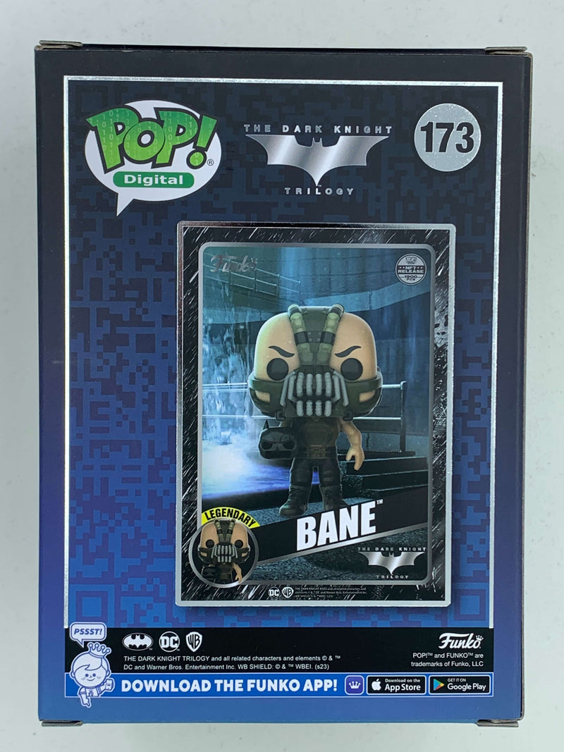 Limited-edition NFT Digital Funko Pop! figure of Bane, the iconic villain from The Dark Knight Trilogy, in a detailed collectible packaging.